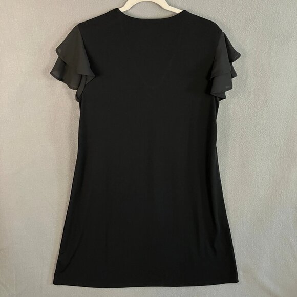 Adrianna Papell Women's Black V-Neck Dress Double Flutter Sleeve Size M NEW - Picture 7 of 7